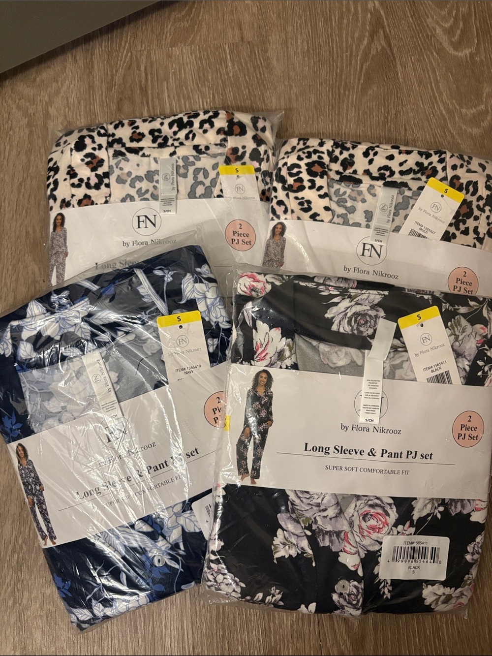 FN by Flora Nikrooz Long Sleeve & Pant PJ Set - Navy Floral Print Bottom Left